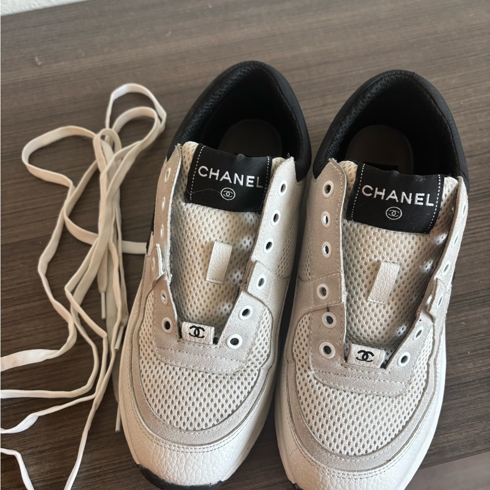 Chanel White and Black Sneakers - Picture 3 of 7